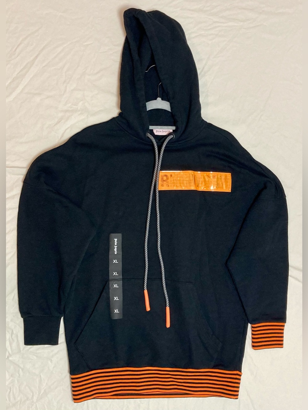 Palm Angels Recovery Striped Hoodie Black Orange XS NWT Fits Like A Large